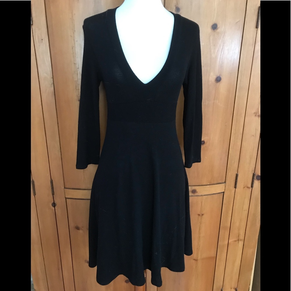 Young At Heart knit v- neck black dress, size S.